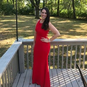 Red Lulus floor length open back dress size large